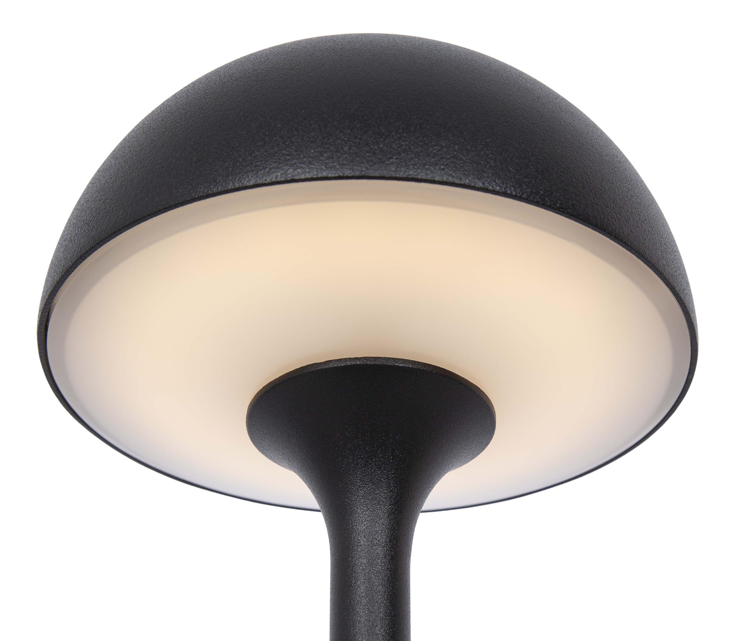 HSL – SIRIUS LED Akku Tischlampe dimmbar – IP44 Outdoor Kabellose Tischleuchte mit Touch – Mit Ladefunktion & USB-C – Warmweiß bis Kaltweiß – 3 Helligkeitsstufen – Wiederaufladbar – Schwarz – Ø 13,5cm