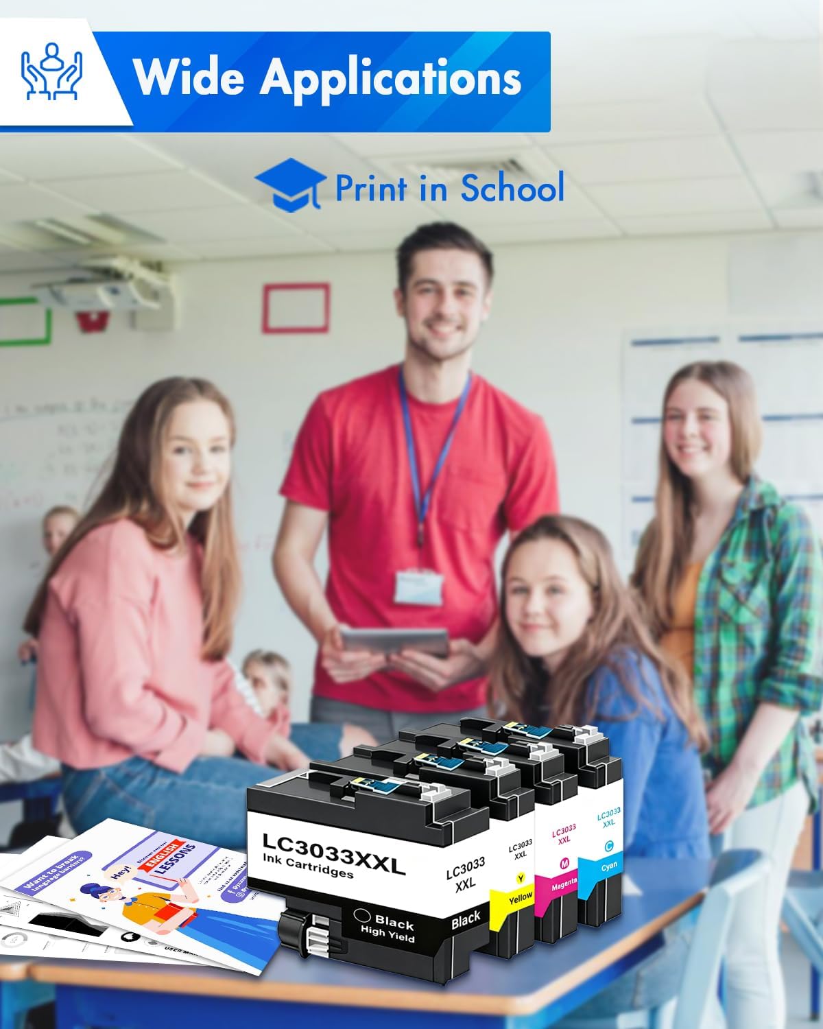 LC3033 XXL BK/C/M/Y Ink Cartridges High Yield Replacement for Brother Ink Cartridges LC3033XXL for MFC-J995DW MFC-J815DW MFC-J805DW MFC-J995DW XL MFC-J805DW XL Printers (4-Pack)