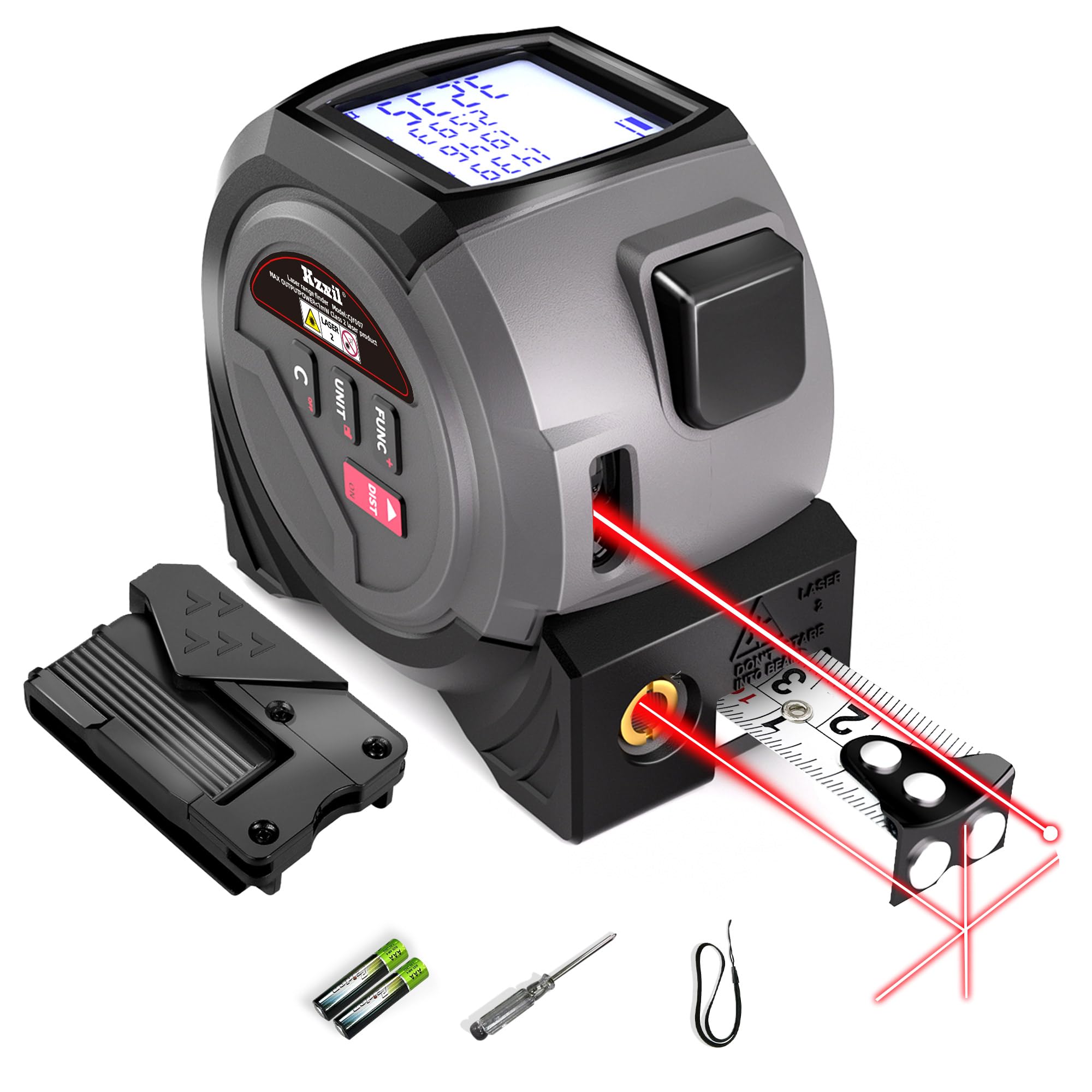 Laser Tape Measure 3-in-1 131ft Laser Measuring Tape & 16ft Woodworker Tape Measure & Crosshair, Area, Volume, Ft/Ft+in/in/M Unit Support for