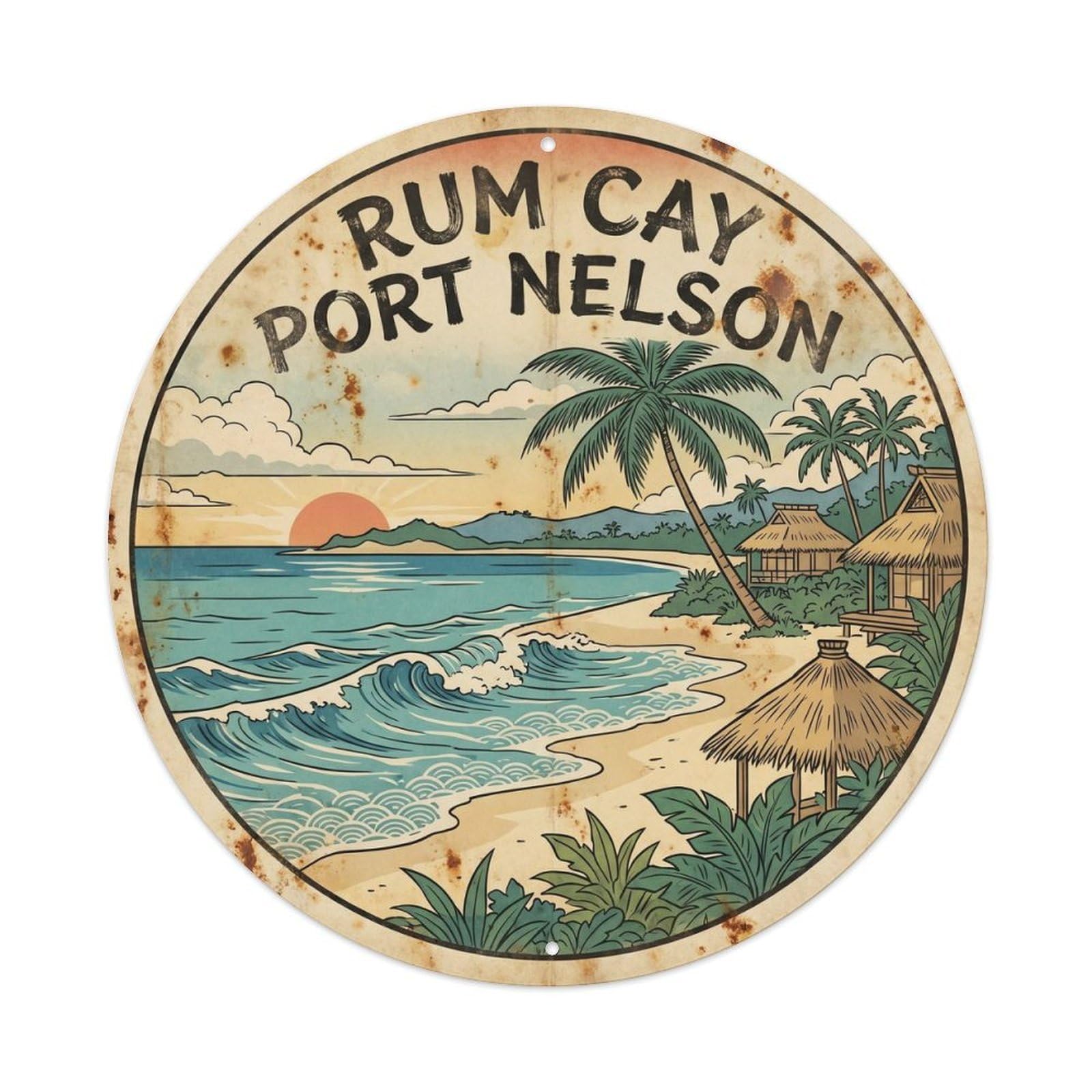 Lamu Island Duncan Town Lagoon Classic Illustration Metal Tin Sign