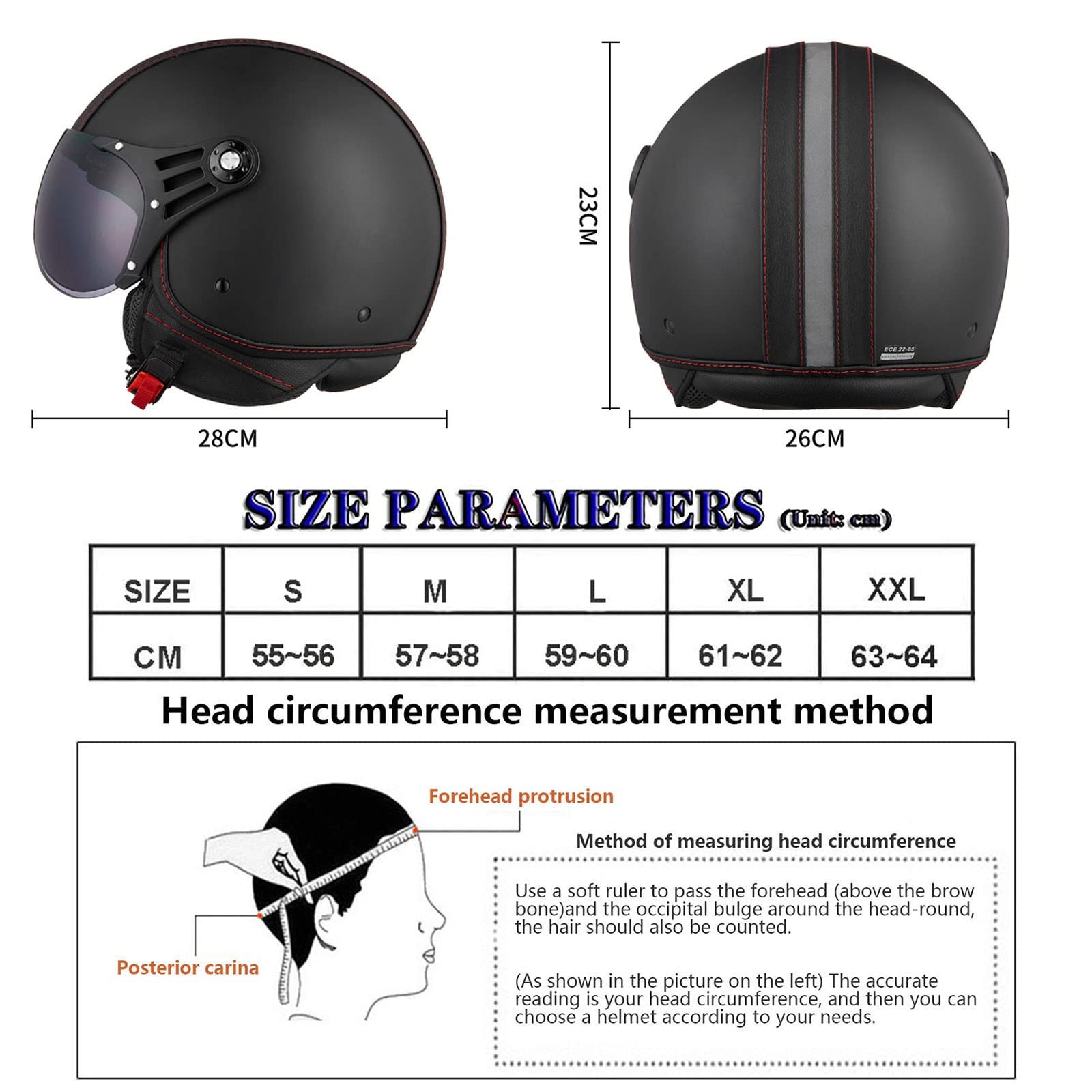 Casco Abierto Medio de Motocicleta Adulto Retro Jet Casco ECE Certificado para Mujer Hombre Casco de Moto Cara Abierta Vintage Moto Ciclomotor Scooter