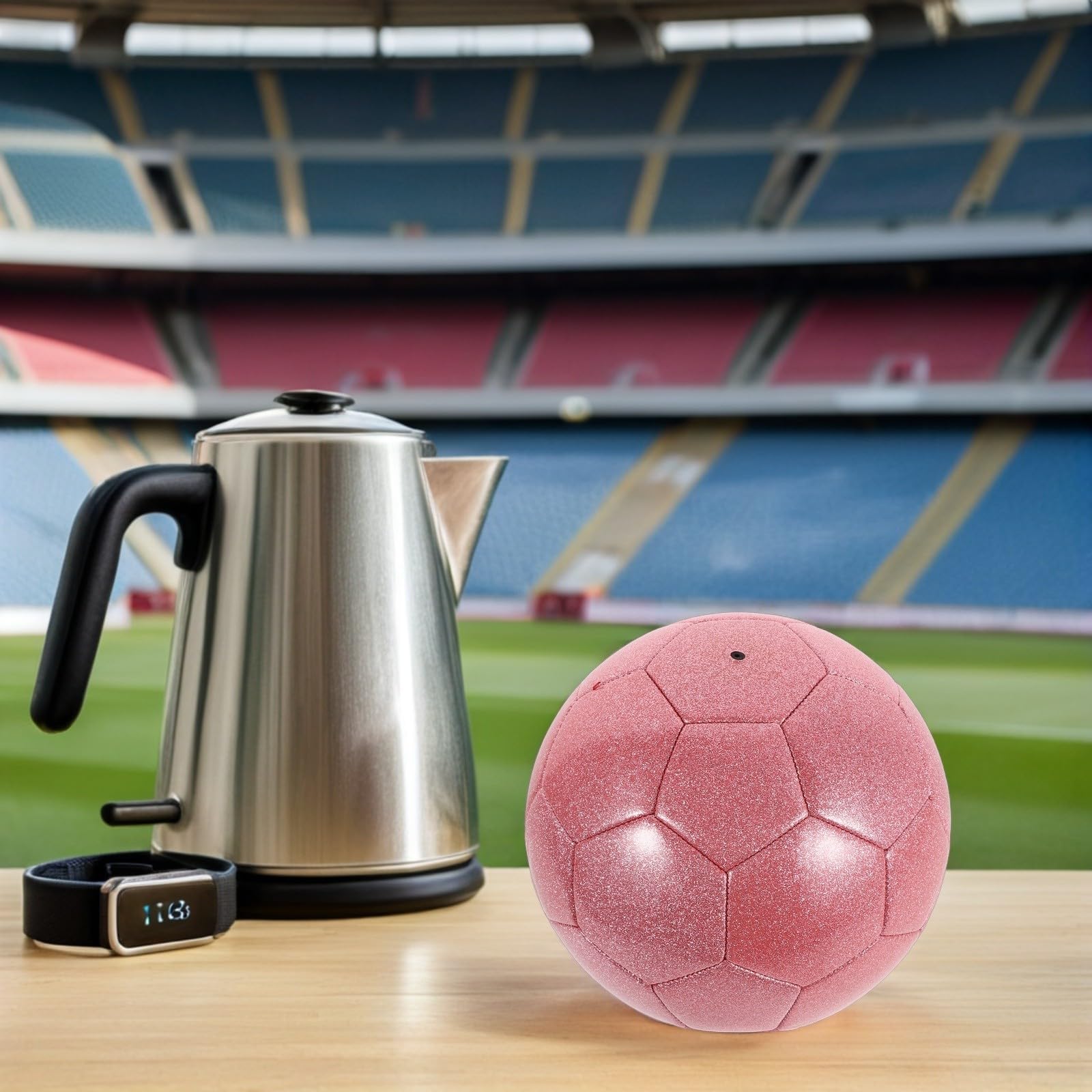 Kichvoe Balón Color Holográfico de Brillante Fútbol Diseño Rosa PVC Material Resistente Fácil de Limpiar en y para Premios Fiestas y Recreación Deportiva