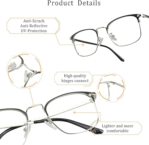 Vista 57 de LifeArt Lentes de bloqueo de luz azul, antifatiga ocular, anteojos de lectura para computadora, anteojos de TV para mujeres y hombres, antirreflejos