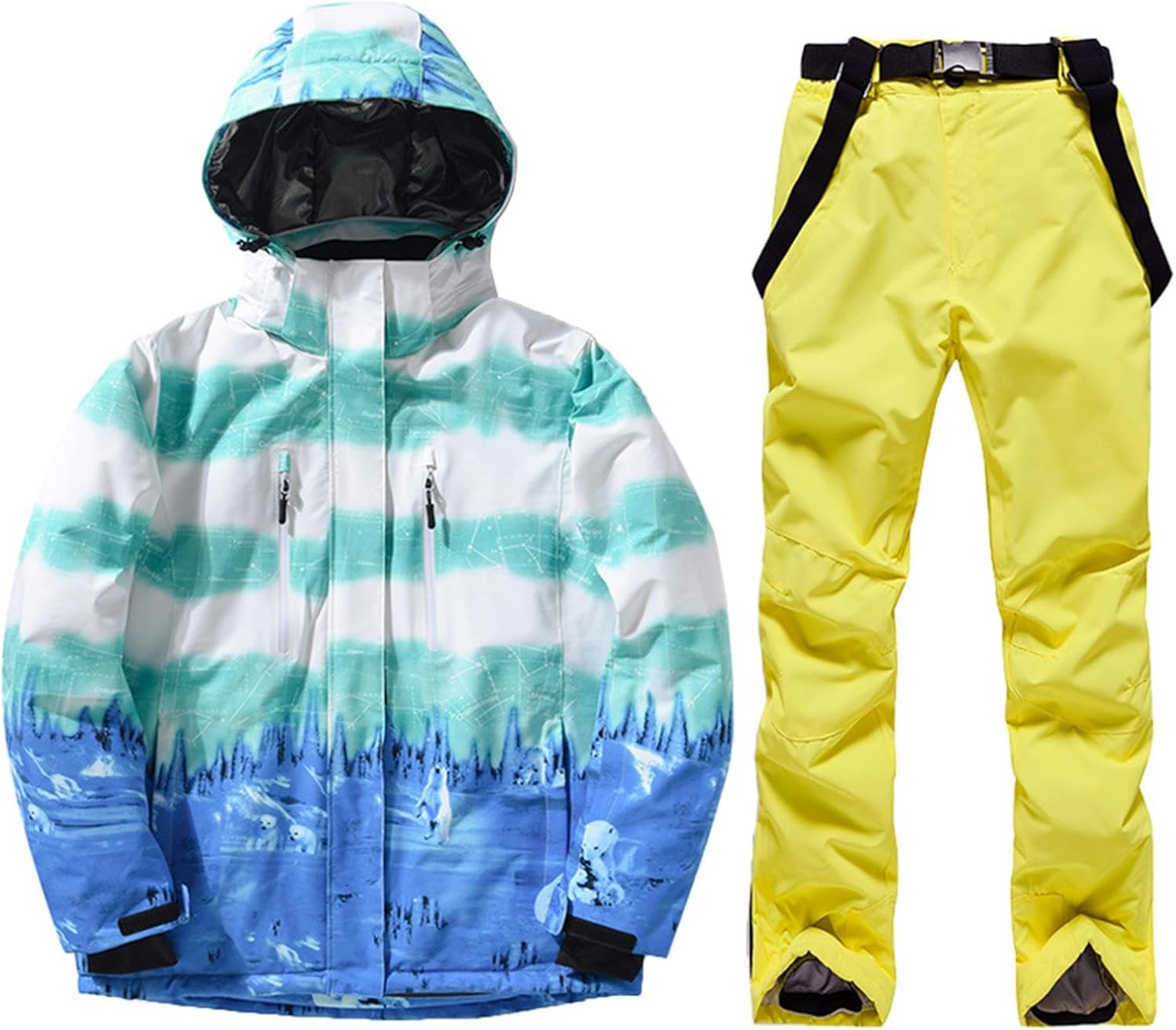 Women Ski Jacket Pants Waterproof Windproof Snowsuit Snowboarding Insulated Winter Warm Coat 2 Piece Set