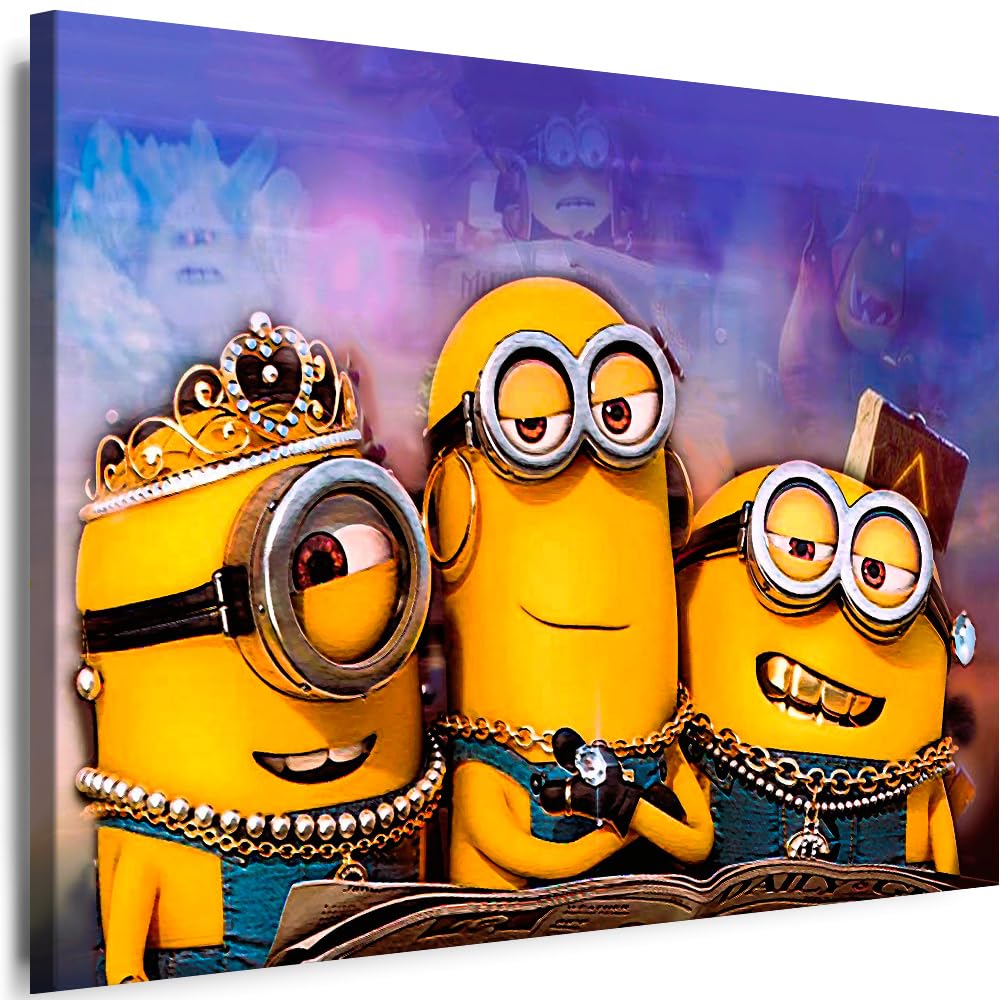 Myartstyle Leinwand Bild Minions Cartoons Film Wandbild für kinder Modern Premium Kunstdruck (100x70cm)