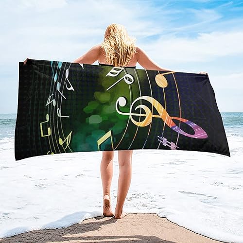 Miniatura 4 de Notas musicales coloridas impresas impresas toalla de playa toalla de baño de natación surf toalla de baño 28x55 pulgadas
