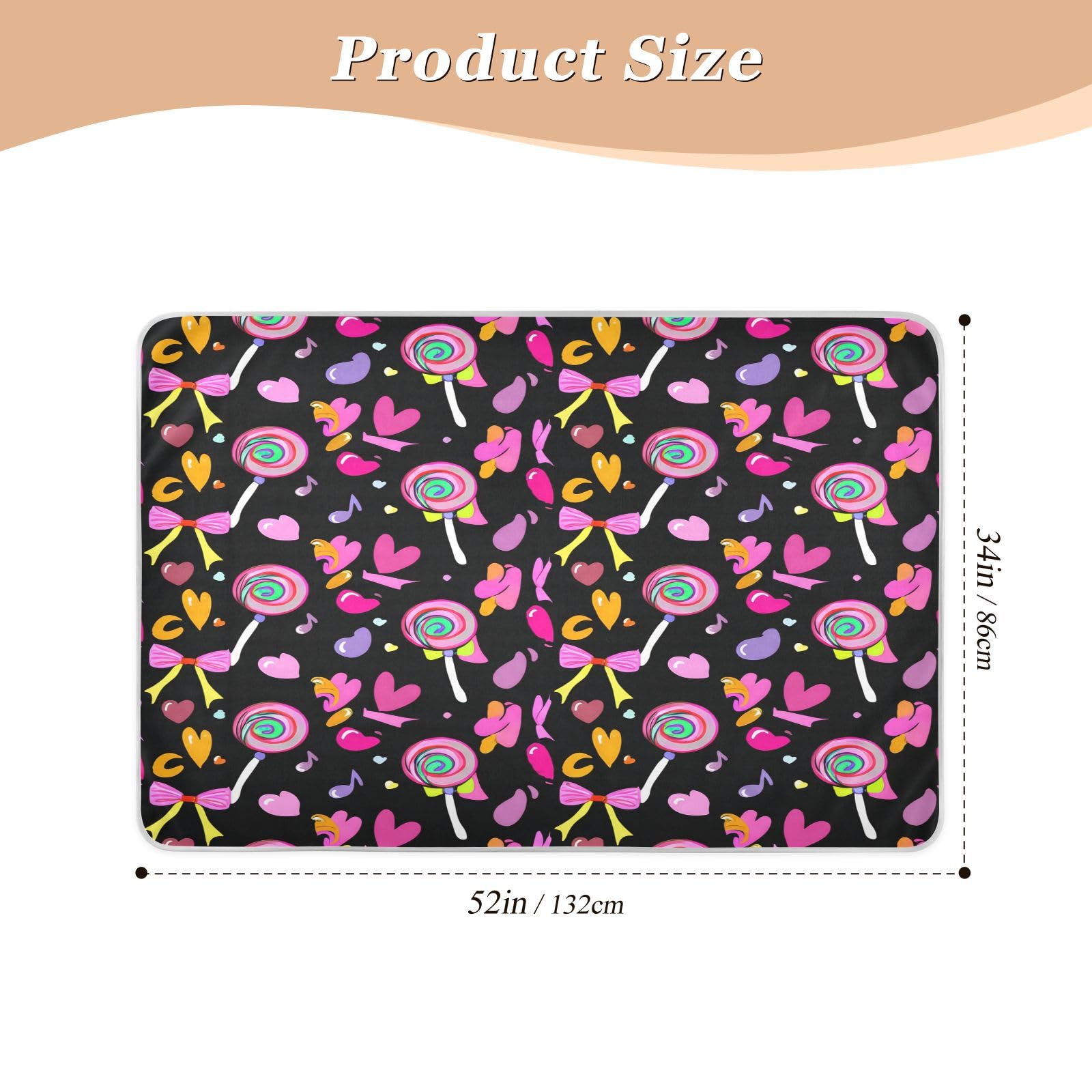 BOESI Doodle Color Lollipop Waterproof Pads for Bedwetting and Incontinence, Reusable Pads, Reusable Diaper Pads for Bed, Sofa, Travel