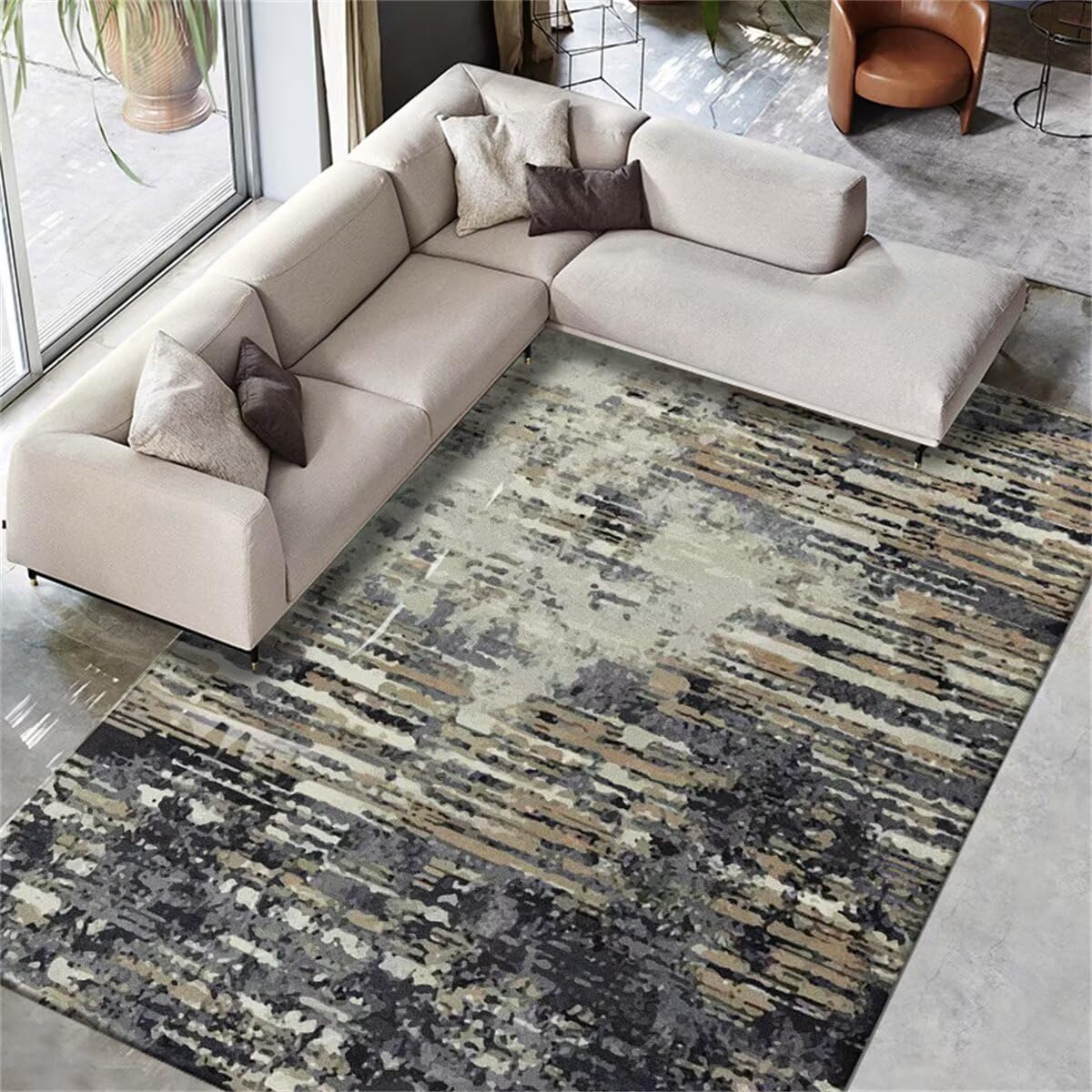 Tapis de salon simple gris 120x170cm au design épuré