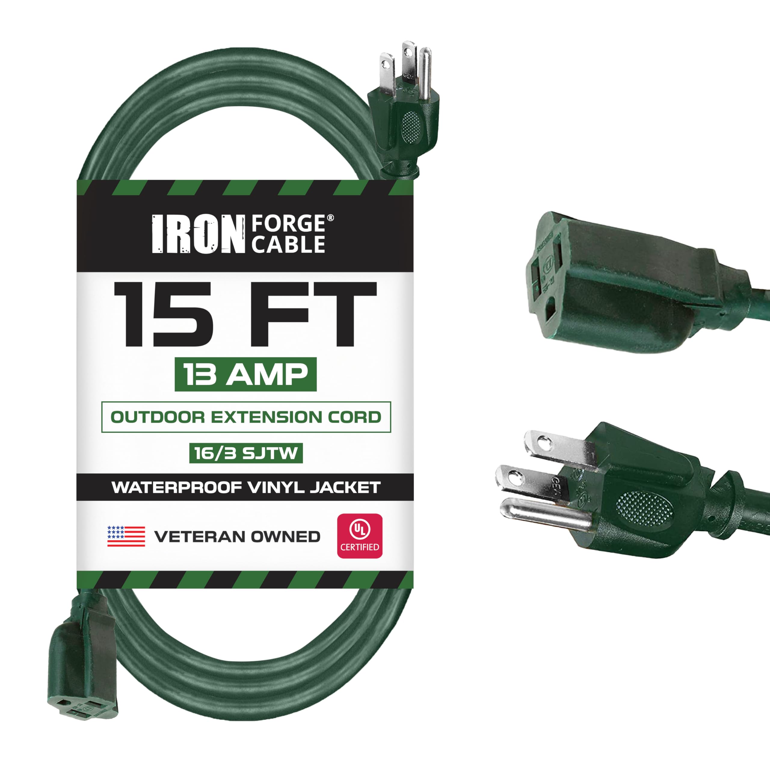 Iron Forge Cable Weatherproof 15 Ft Outdoor Extension Cord - 16/3