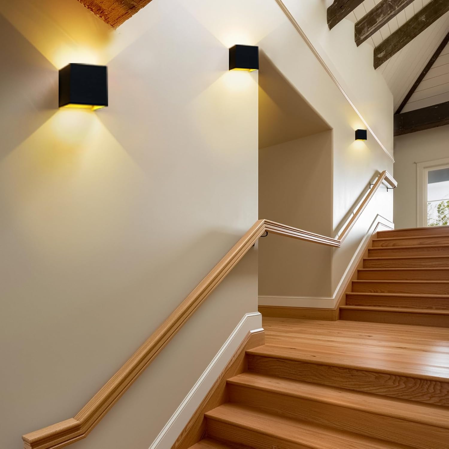 Kawell 12W Modern LED Wall Sconce Adjustable Beam Angle Waterproof IP65 Aluminum Wall Light Indoor Outdoor for Bathroom Living Room Bedroom Hallway Corridor Stairs, Black 3000K
