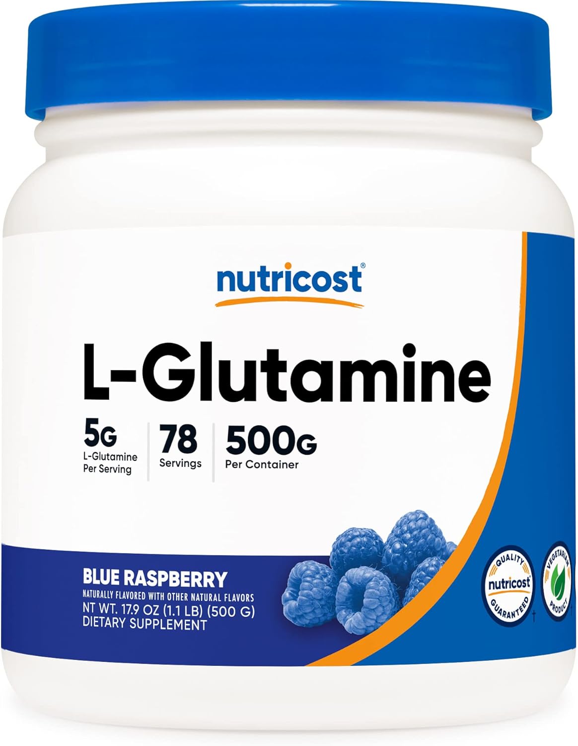 Nutricost L-Glutamine Powder (500 Grams) (Blue Raspberry) : Health & Household