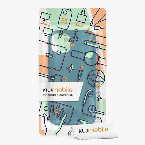 Miniatura 7 de kwmobile Funda compatible con Apple iPhone 13, funda de silicona TPU con acabado suave, color verde azulado mate