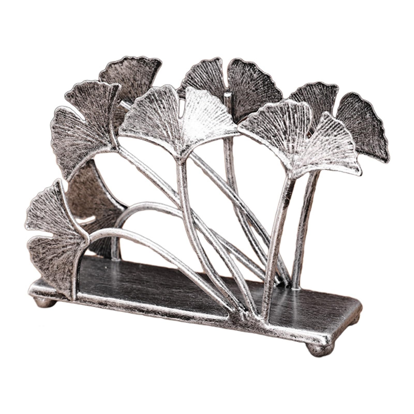 Glifora Ginkgo Vertical Napkin Holder - Rustic Ginkgo Leaves Napkin Storage Holder, Metal Paper Towel Dispenser, Kitchen Tabletop Decorative Organiser for Napkins, Mail and Documents
