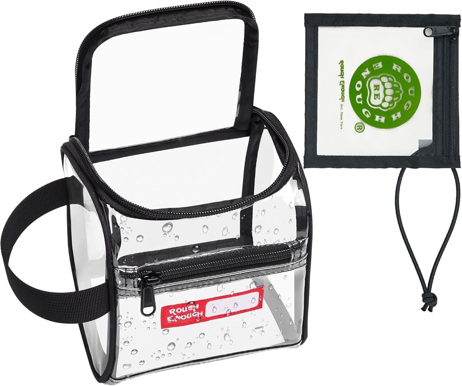 Rough Enough Clear TSA Approved Toiletry Bag Quart Size Travel Makeup Case with Zipper Compartment Small Mini Cosmetic Pouch Carry on for Women