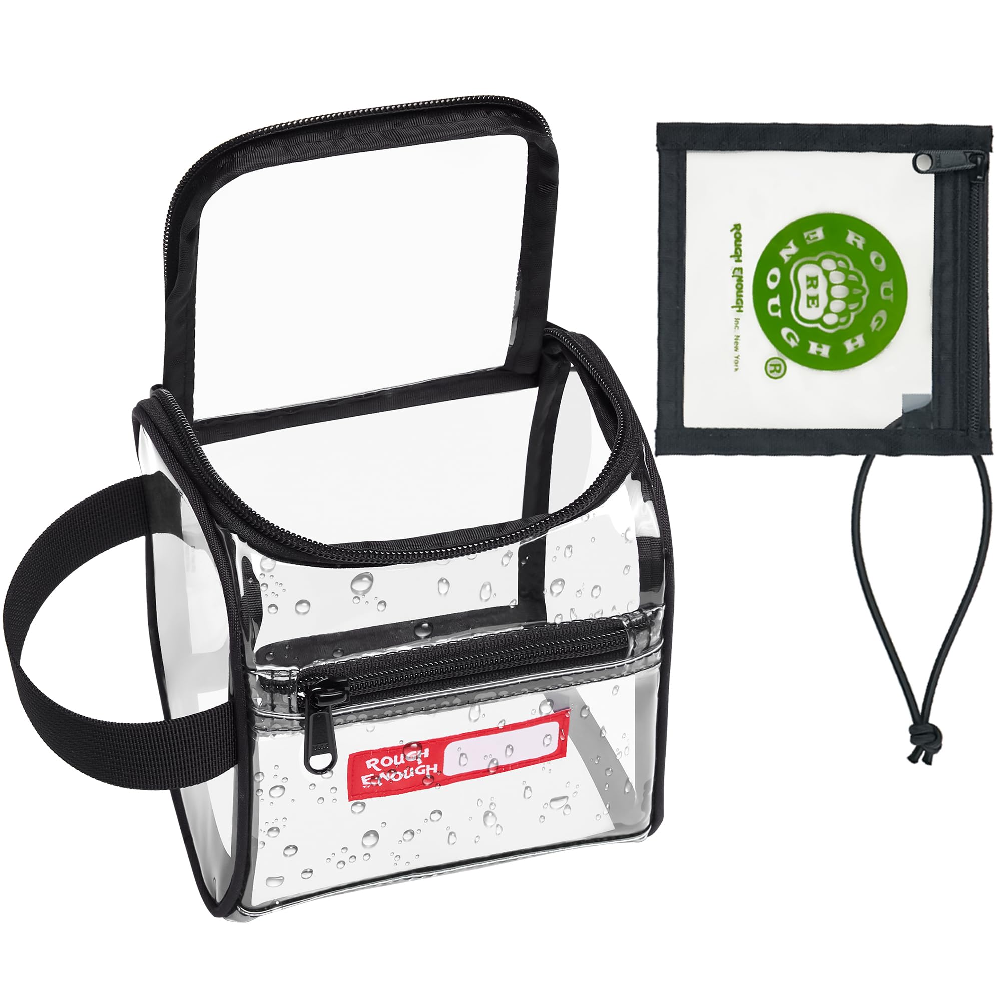 Rough Enough Clear TSA Approved Toiletry Bag Quart Size Travel Makeup Case with Zipper Compartment Small Mini Cosmetic Pouch Carry on for Women