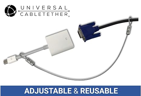 Universal CableTether - TetherClamp (4 Pack) - للخدمة الشاقة ، قابلة لإعادة الاستخدام ، قابلة للتعديل ، حبل الكبل - غرفة اجتماعات آمنة محولات عرض الكمبيوتر ومحولات Mac