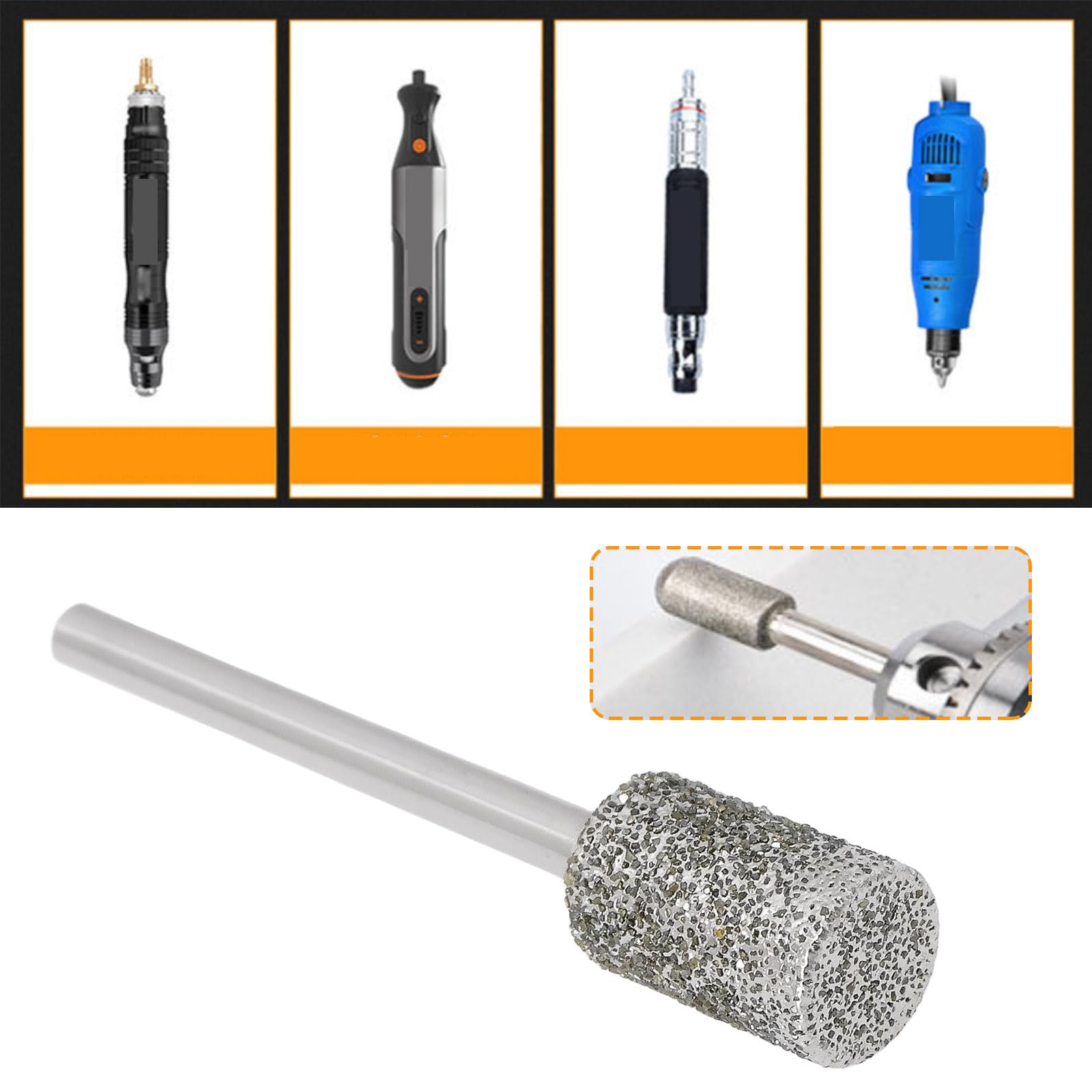 24 Punte Diamantate Da 1/8 Di Pollice Compatibile con Dre-Mel Per Incisione Lucidatura E Rettifica (10 Mm 8 Mm 6 Mm 5 Mm 4 Mm 3 Mm)