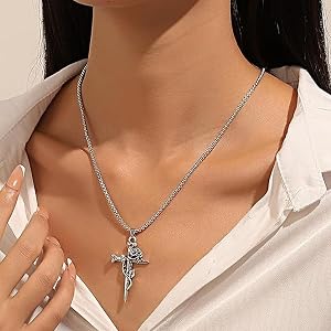 Aeenioy 2 Pieces Cross Chain for Men, Holy Cross Jesus Chain for