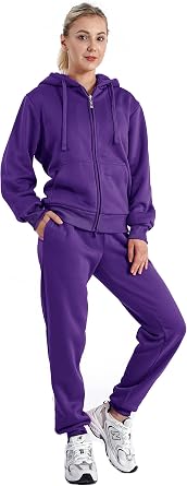 TanBridge Womens 2 Piece Sweatsuit Set Sherpa Lined Fleece Jogger Outfit Hoodie & Sweatpants Set