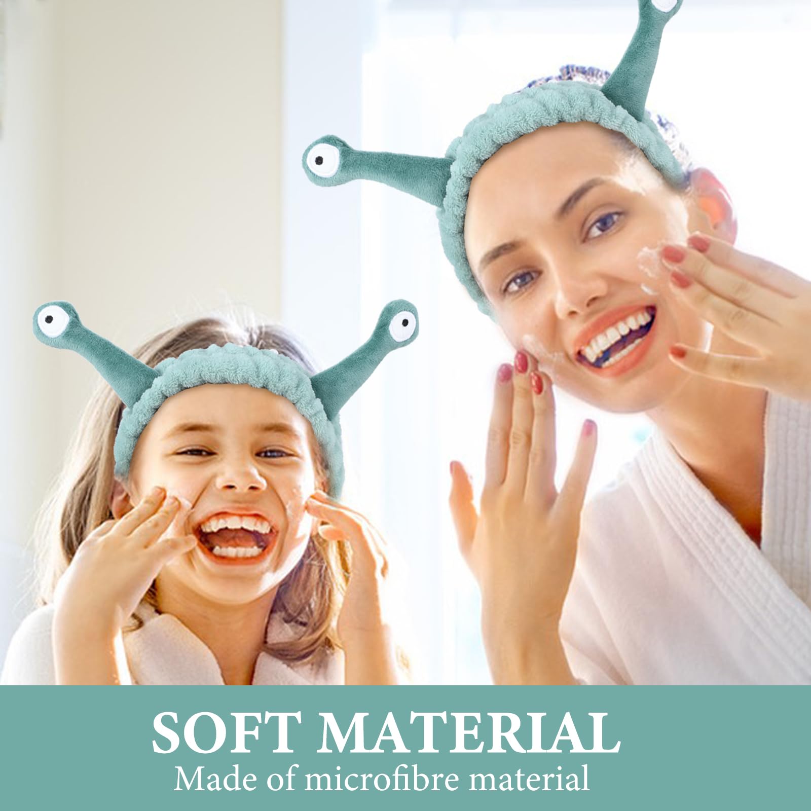 Molain Fascia per capelli per lavare il viso, fascia per capelli in flanella carina, fascia per capelli con palma e lumaca, fasce elastiche per capelli creative accessori per capelli