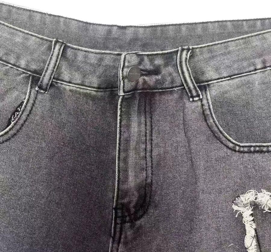 Men's Baggy Jean Shorts Black Grey Vintage Star Pattern Jorts Men Y2K Fashion Casual Loose Denim Shorts Streetwear - Image 5