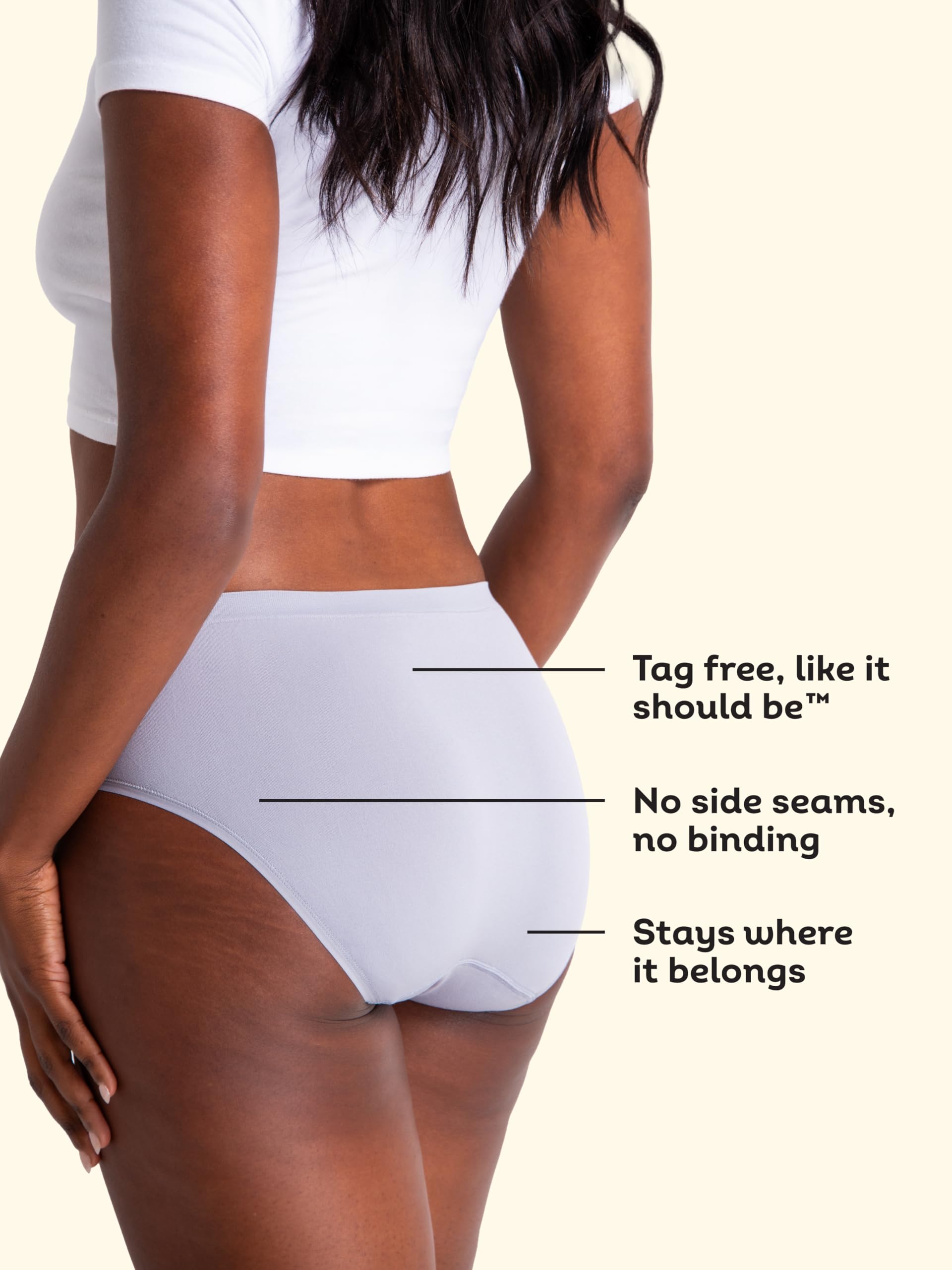Fruit of the Loom Nahtlose Damenunterwäsche, tolles Stretch und Keine Slip-Linien, erhältlich in Übergröße, Bikini, 6er-Pack, neutrale Farben, 9