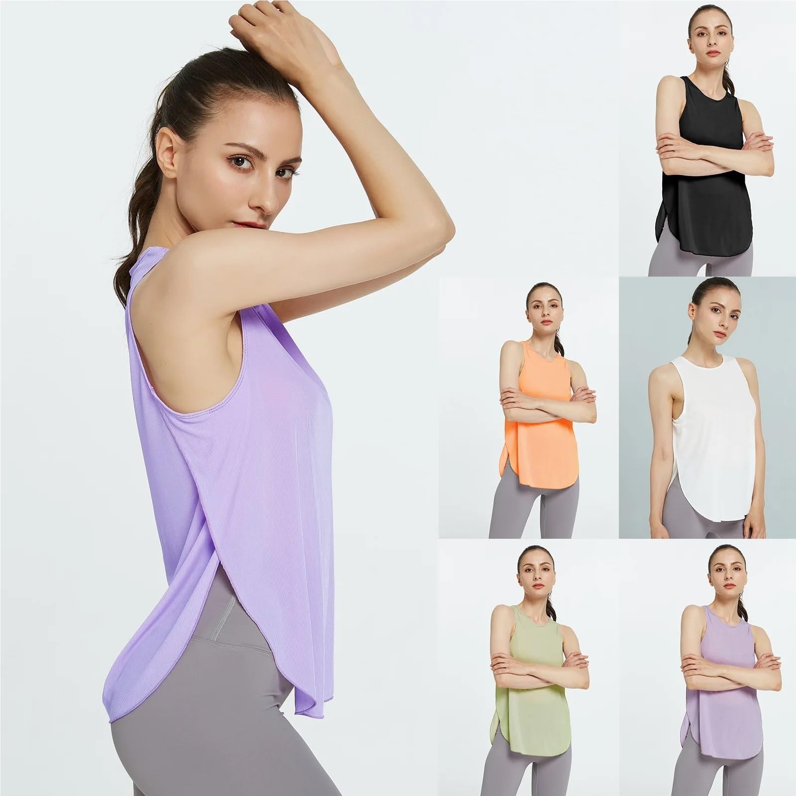 Camisas de Yoga for Mujer, Chaleco Deportivo sin Mangas atlético con Espalda Cruzada, cómodo Cuello en U, Camisetas Deportivas Entrenamiento para Mujer