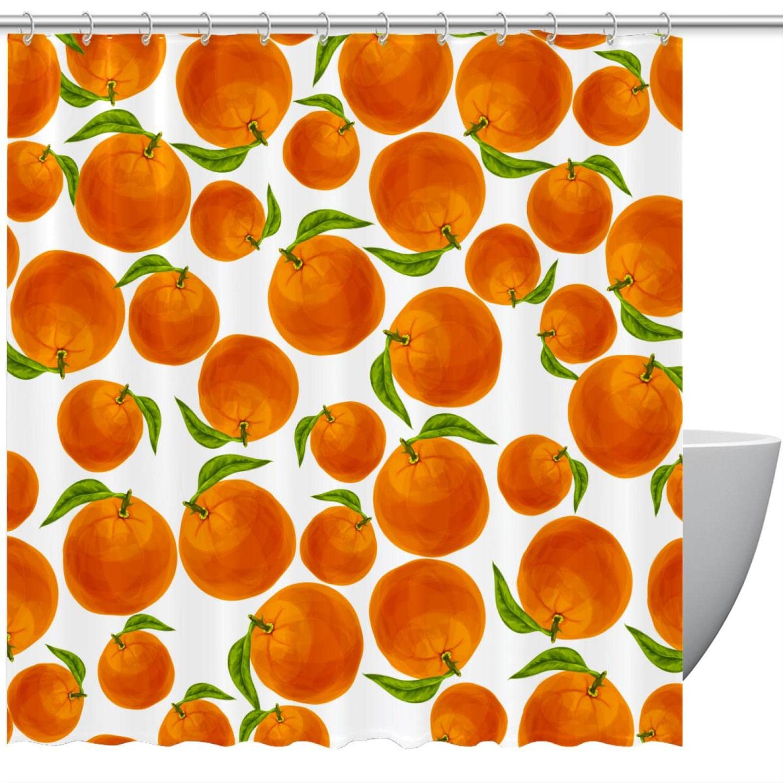 Rideau de douche orange imperméable 183x183 cm pour salle de bain colorée