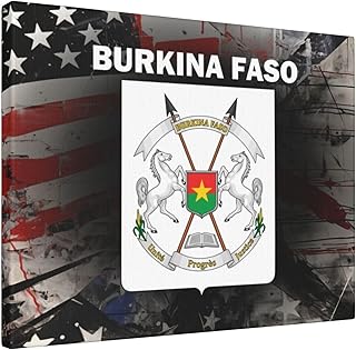 Burkina Faso Coat Of Arms Flag Frameless Canvas Art, 16x20in (Horizontal), Home Decor for Living Room & Office57