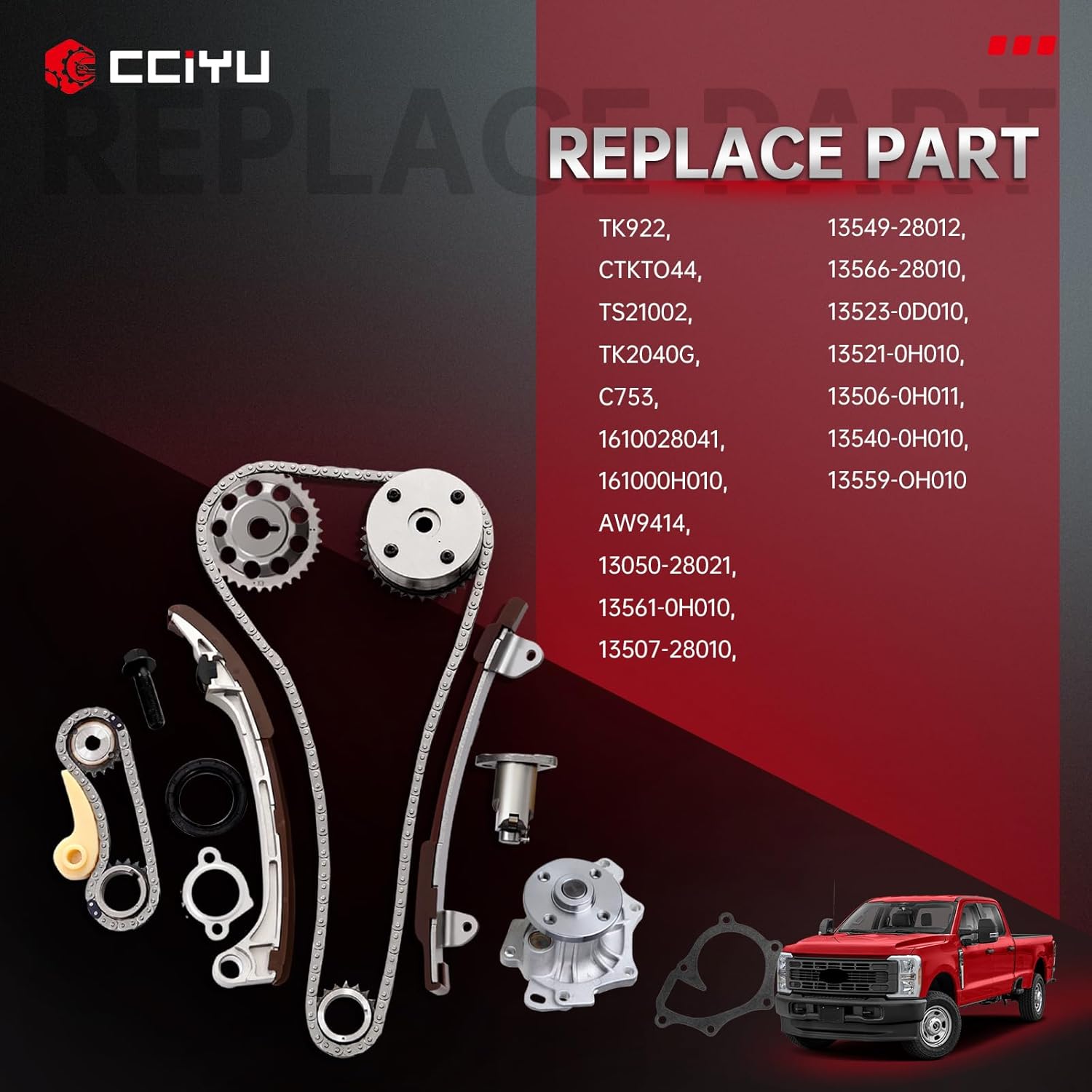 cciyu CTKTO44 TS21002 1610028041 Timing Chain Kit & Water Pump Sets for TOYOTA Solara Matrix for RAV4 Corolla Camry Vibe tC HS250h 2.4L 2.0L