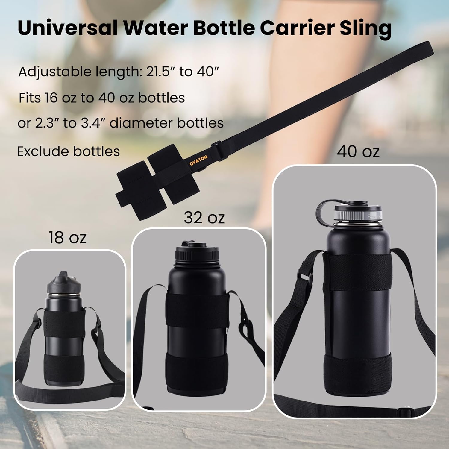 Universal Water Bottle Carrier Sling with Adjustable Shoulder Strap for Walking Short Hiking, Water Bottle Holder for 16-64 oz Wide Mouth Bottles (Exclude Water Bottle) - Image 4