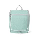Della Gao Hanging Toiletry Bag for Men and Women, Portable Travel Makeup Bag Cosmetic Bag Toiletries Organizer, Bathroom Bag, Water Resistant Nylon - Green
