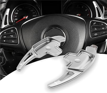 NYZAUTO Aluminum-Alloy Steering Wheel Paddle Shifter Extension Compatible with Mercedes Benz A B C CLA CLS E G GL GLA GLC GLE GLS Metris S SL SLC ClassModel B-Silver