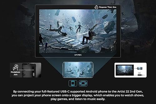 Miniatura 9 de Drawing Tablet with Screen XPPen Artist 22 2nd Computer Graphics Tablet 122% sRGB with 8192 Levels Tilt Function Battery-Free Stylus, 21.5inch Pen