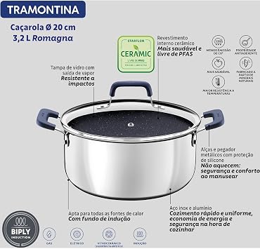 Tramontina Romagna Blue 20CM Derin Tencere