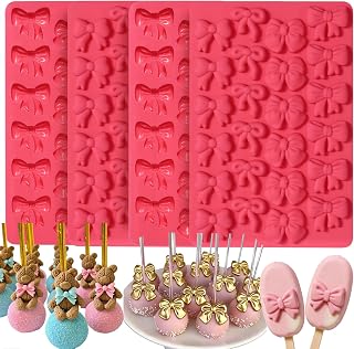 Bow Chocolate Silicone Molds, 4Pack 96 Cavities Mini Bows Sugar Candy Molds