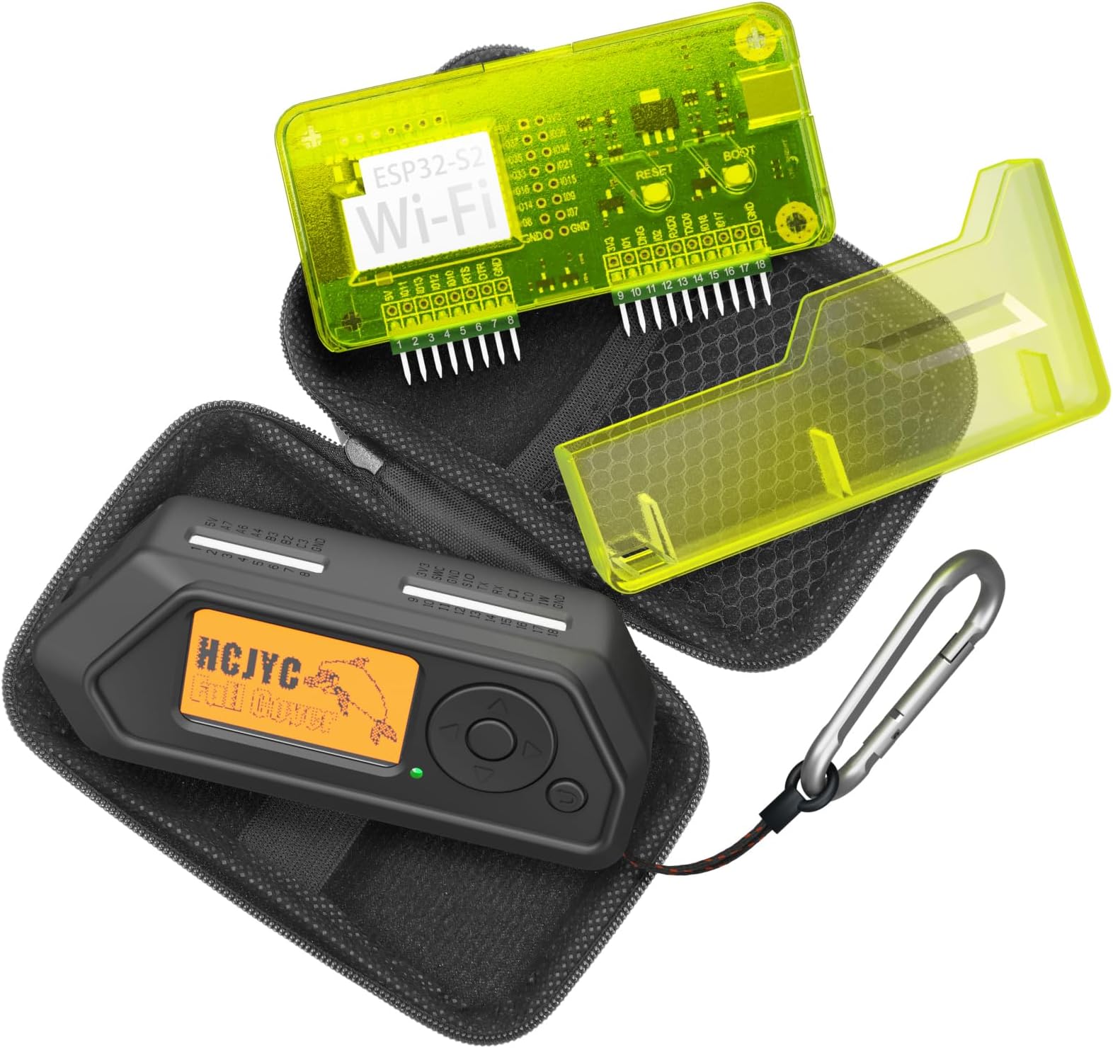 4 in 1 Protective Case for Flipper Zero Device and Wi-Fi Dev Board V1 ESP32-S2, Cover Set Accessories for Flipper Zero WiFi Dev Board - Black & Green