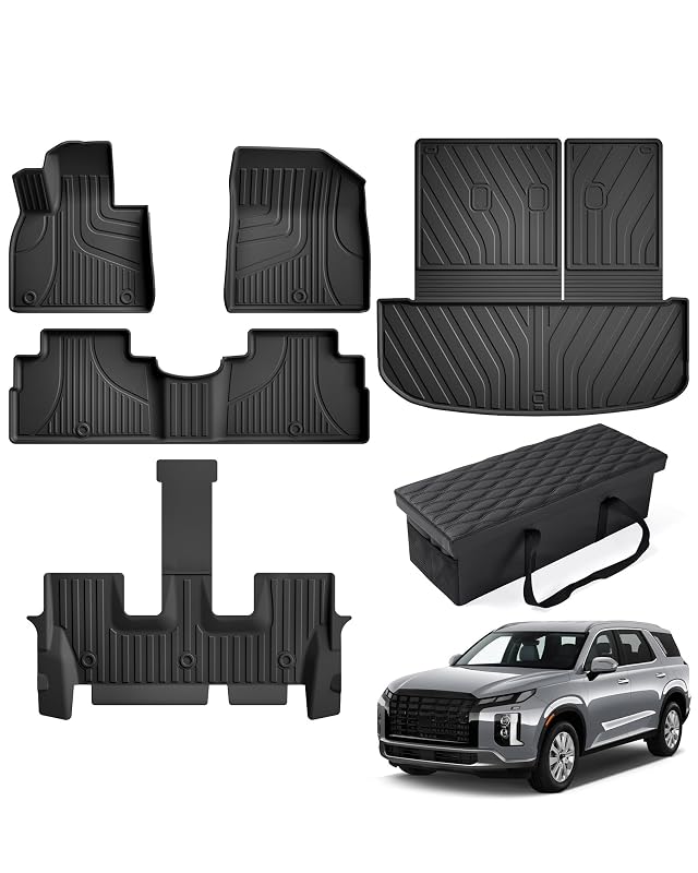 Kit de tapetes, forro de porta-malas e organizador para Hyundai Palisade 2020–2025, 7 lugares IKABEVEM