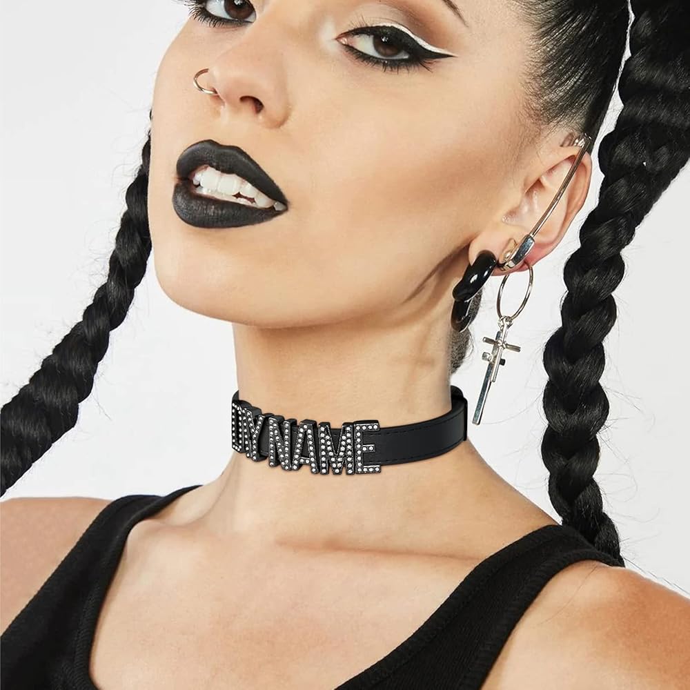 Amazon | FOCALOOK 名前入りレザーチョーカーカラーネックレス 太い