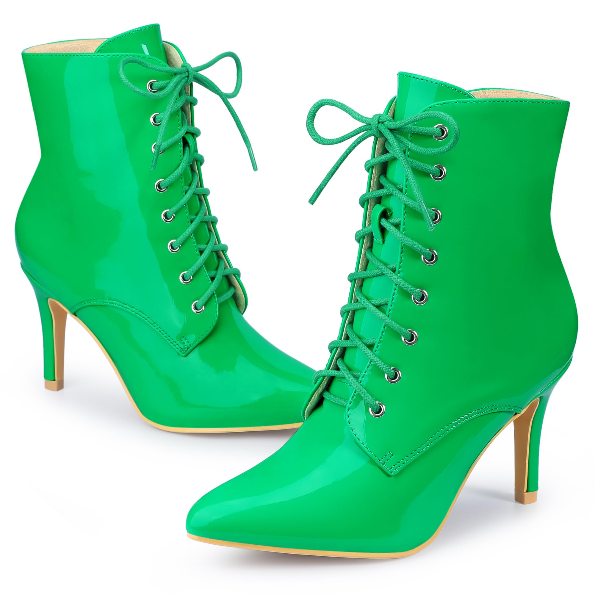 Allegra K Women's Lace Up Pointed Toe Ankle Boots for Fashion-Forward Women - Stylish Stiletto Heel - Trendy Footwear fo