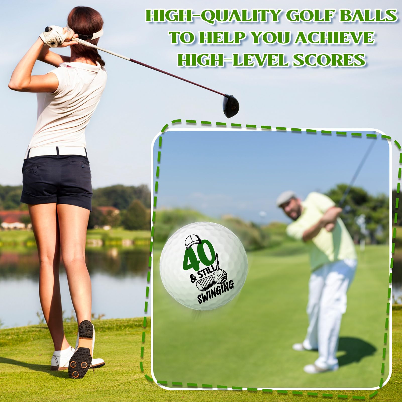 Seenelling 12 Pcs Happy Birthday Golf Ball Funny Christmas Novelty Gift for Dad Mom Coworker Employee Husband Grandpa Golfers Lovers Birthday