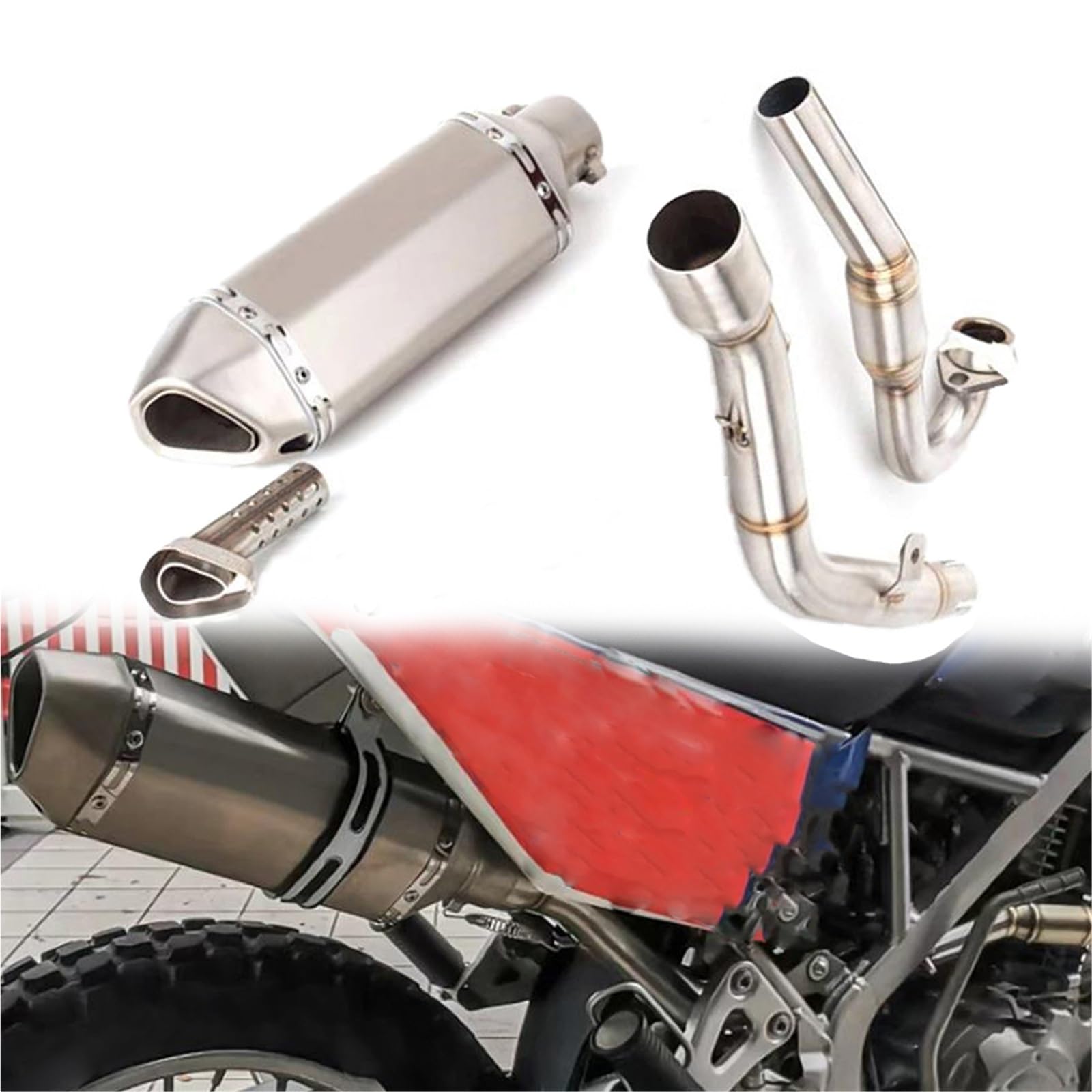 Accessori di scarico Per Kawasaki KLX150 KLX150BF KLX150L Scarico Per Moto Fuoristrada Silenziatore Anteriore TUBO INTERMEDIO(Silver)