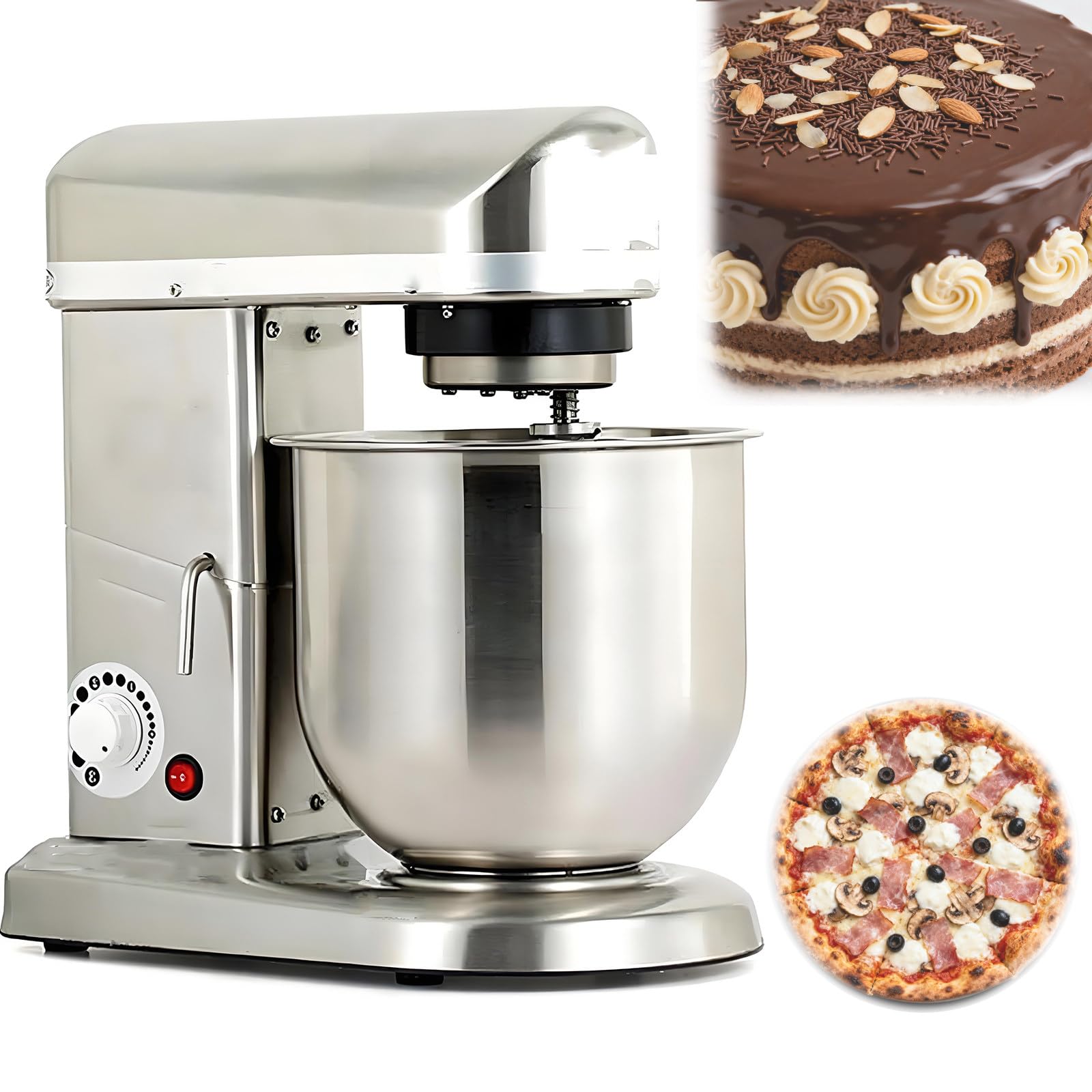 Mikser Ciasta Stojak Pieczenia,Komercyjny Elektryczny Blender Stołowy,3 Prędkości,Wielofunkcyjny Kuchenny Mieszania Trzepaczką Hakową,do Wypieku Chleba,Ciasteczek,Pizzy 10L