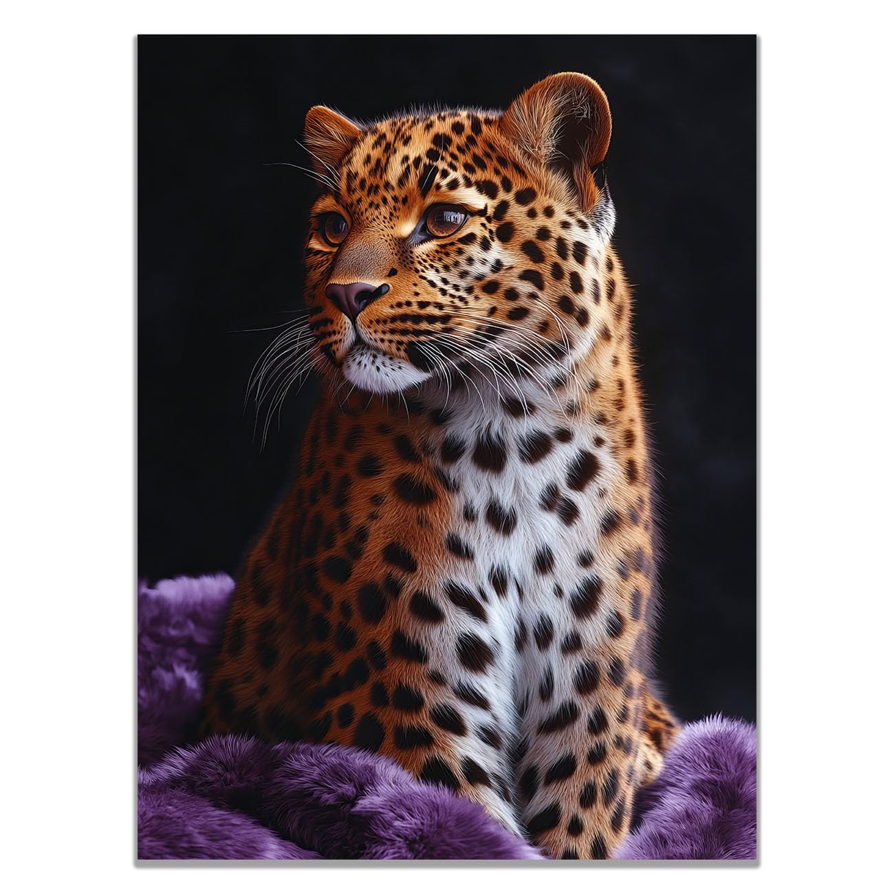 TODOAA Funny Animal Wall Art Print Poster Cute Modern Leopard Canvas Prints Painting Pictures - for Living Room Bedroom -Kitchen Home and Office Wall Decor(Brown 15)-80x120cm Unframed