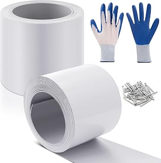 Tandefio 2 Rolls Aluminum Flashing Roll 4 Inch X 25 ft, 0.5 mm Thickness Roof Flashing Metal Flashing Aluminum Sheet Metal Roll with Cut Proof Gloves and Stainless Steel Nail for Roofing Stain