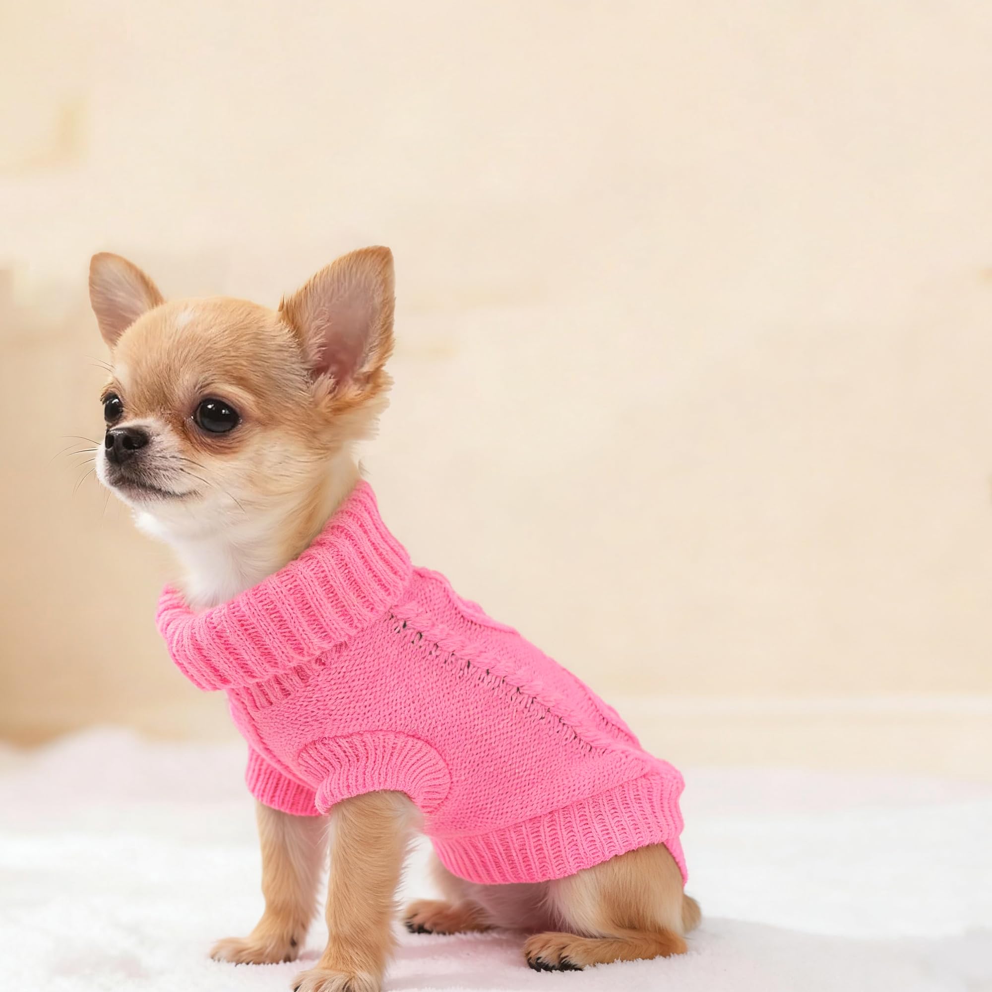 2 Stück Chihuahua-Kleidung, Hundepullover für kleine Hunde, niedlicher Welpen- und Katzenkleidung, Rollkragen, dicker warmer Mantel für Yorkie-Katze, extra kleine Hundebekleidung (XX-Smal)