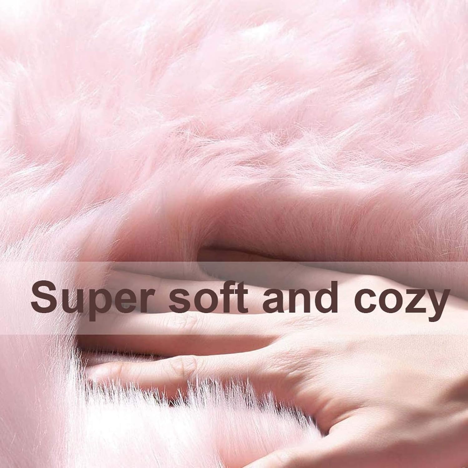 Faux Fur Sheepskin Rug 1.6x1.6 Feet, Fluffy Area Rugs Seat Cover Floor Mat Carpet for Bedroom Living Room, Chair Cover Couch Pad Shaggy Plush Area Carpet