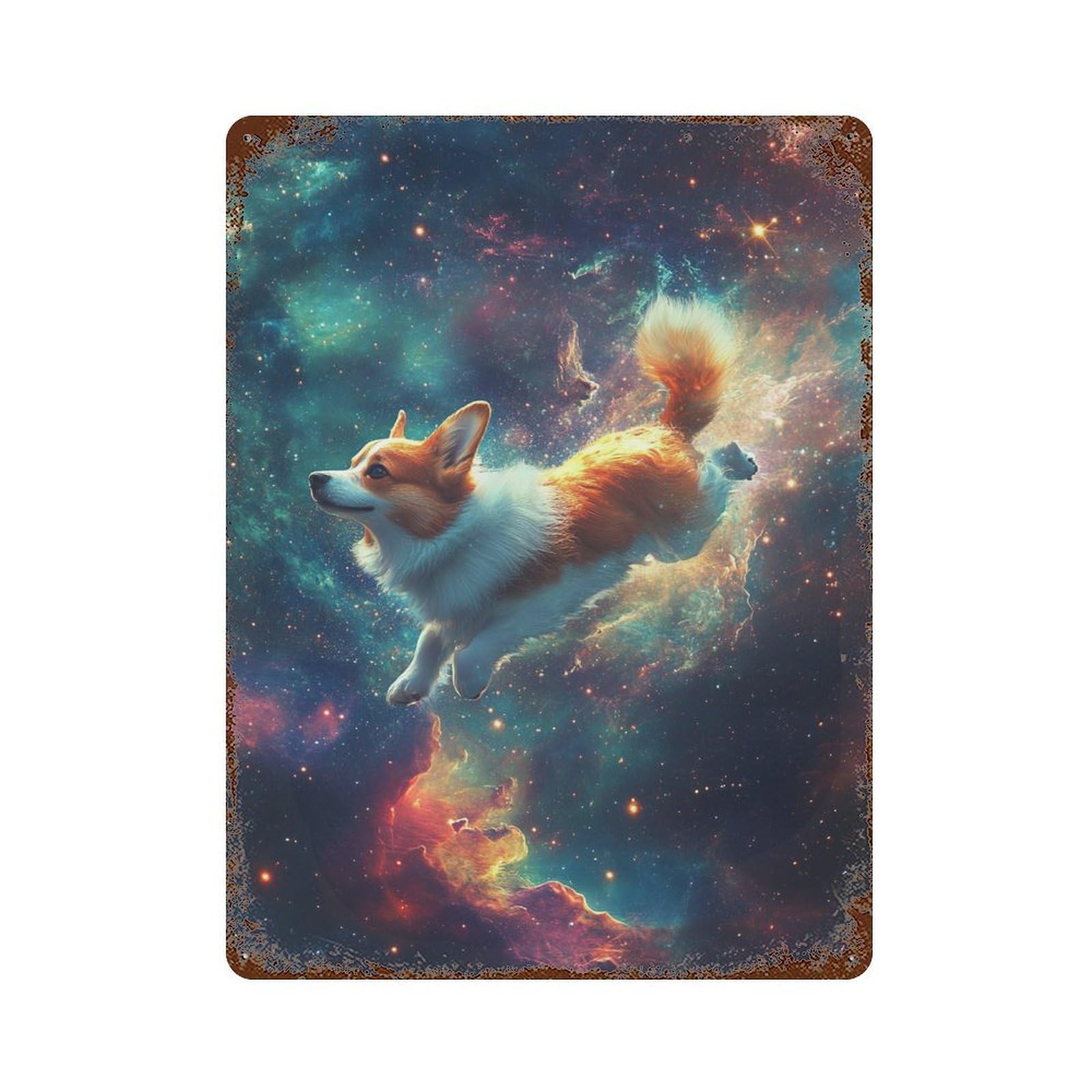 Vintage Rust Metal Sign Cosmic Corgi Adventure-2 15.7"x11.8", Vintage Wall Decor for Office, Studio And Wall Decor