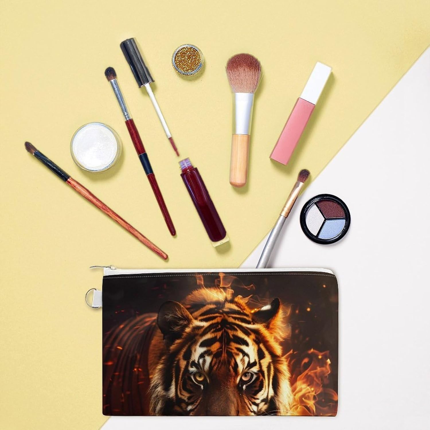 Fire Tiger Coin Purse Pouch Change Holder With Zip Canvas Clutch Card Wallet for Women Men