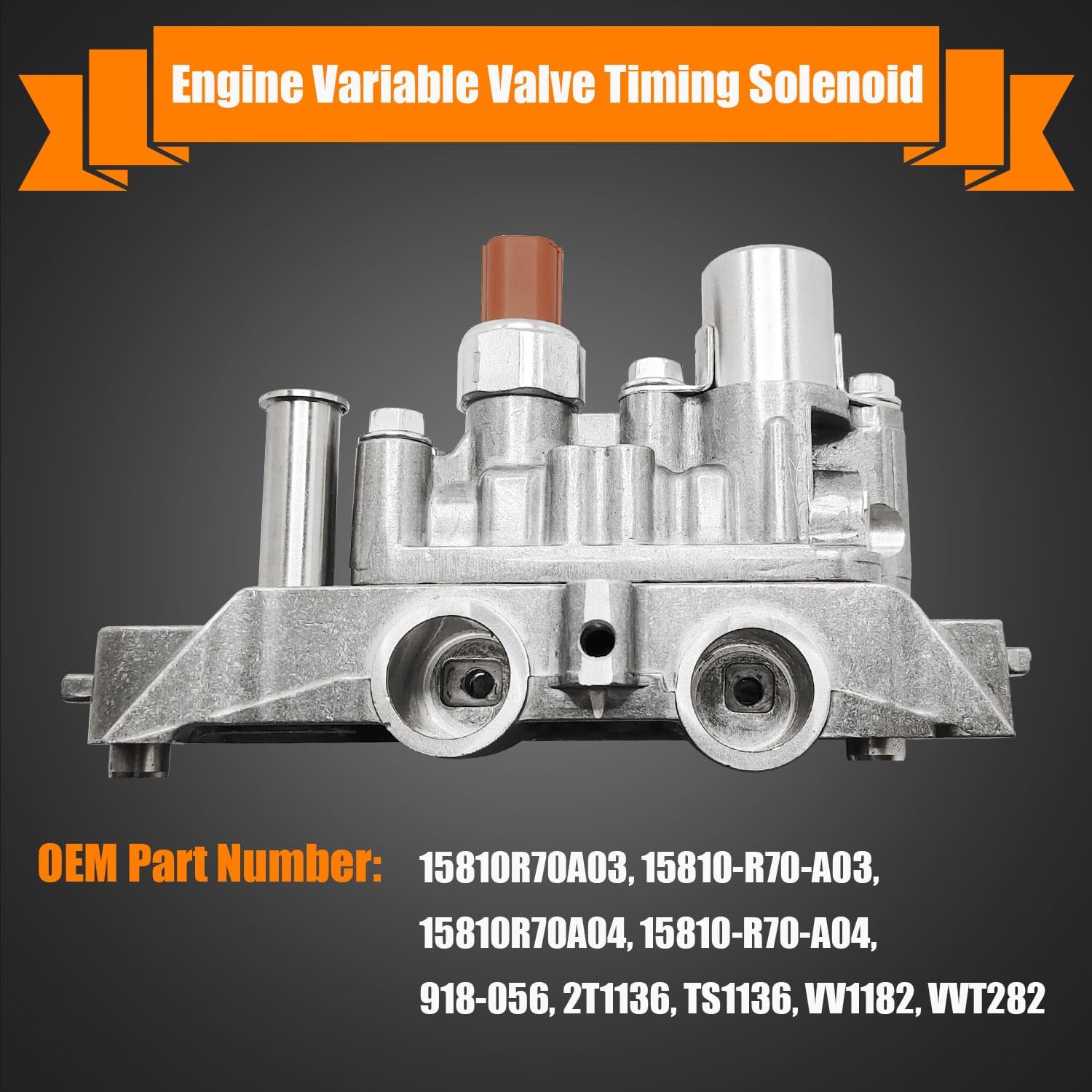 Engine Variable Valve Timing (VVT) Solenoid: Compatible with Honda Accord 2008-2012, Odyssey 08-17, Pilot 2009-2015 - Front Spool Valve Assembly #15810-R70-A04, 918-056
